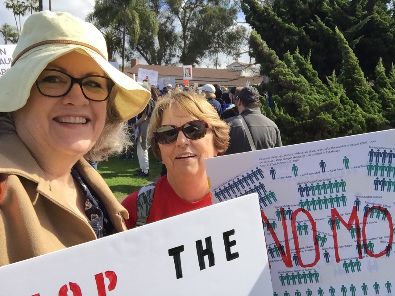 2018-3-24 AM March for Our Lives, Huntington Beach 5 - Enid &amp; Cindi Ready to March